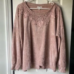 Maurices Crochet Trim Metallic Oversized Sweater Top - XL